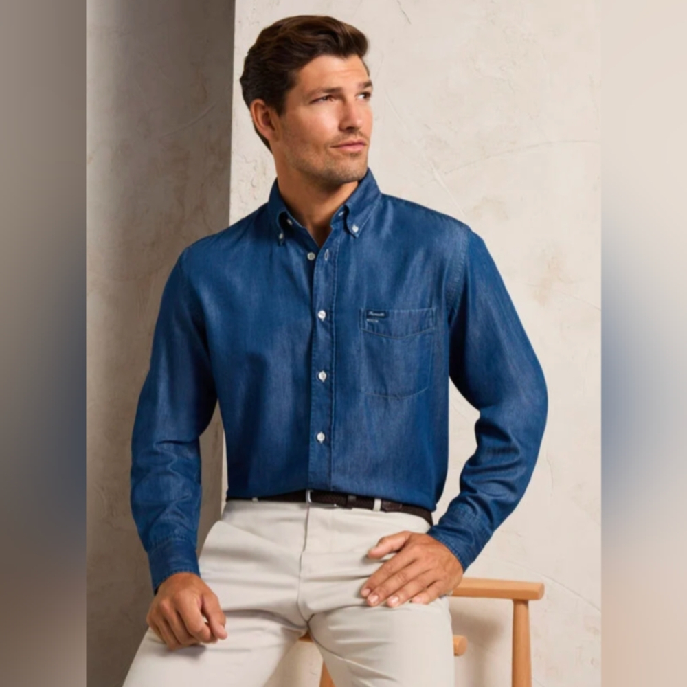Faconnable Regular Fit Chambray Men's Shirt